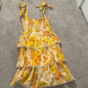 Zimmermann Kids Floral Dress in Yellow and Orange